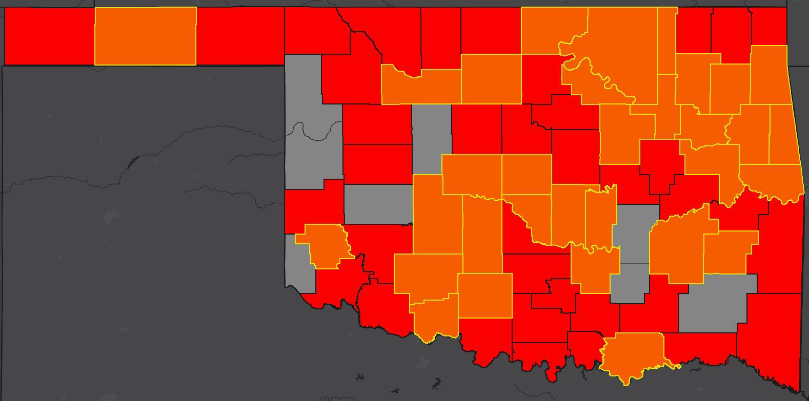 COVID19 map Oklahoma 4.23.20